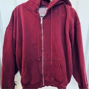 Brandy Melville Red Zip-Up Hoodie